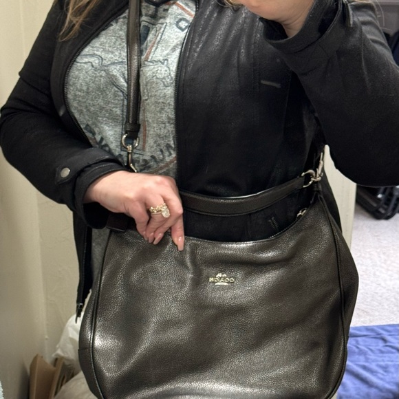 Coach Gunmetal Metallic Leather Women's Bag - Picture 6 of 6